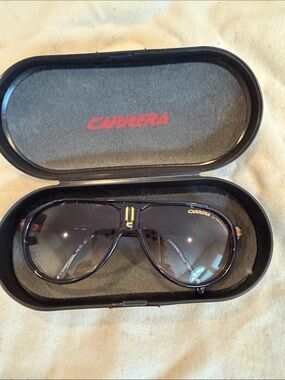 Carrera Men’s Black and Gold Aviator Sunglasses - Carrera
